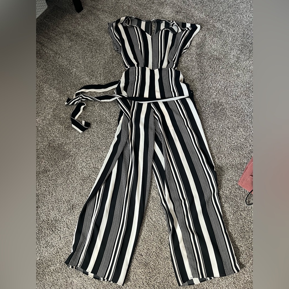 Striped Black and White Jumpsuit